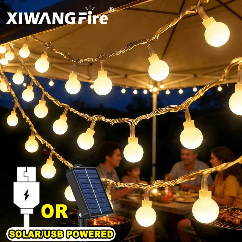 Sustainable Living Products - 3-10M Solar-/USB-/Batterie-Lichterketten, Feenhafte Kugel-LED-Lichter, Wasserdicht für