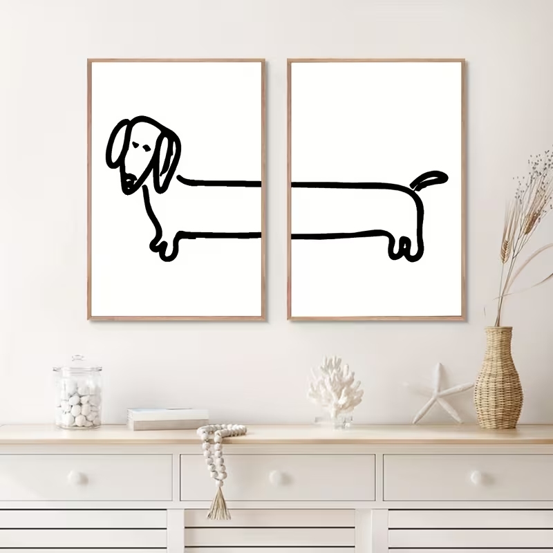 Sustainable Living Products - 2 Stück moderne Dackel-Wandkunst, lustiger Hund,
